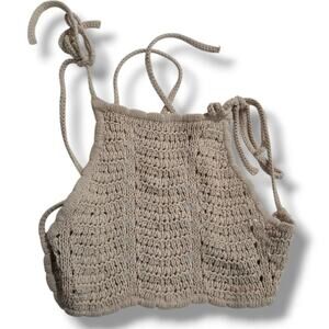 Cotton On women's beige crochet top - size xs